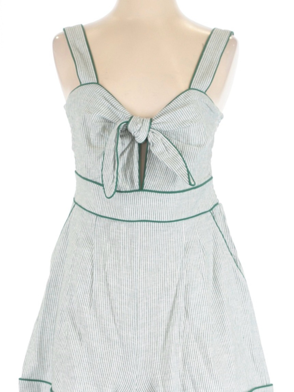 Caroline Constas Green/white Striped Tie-Front Romper Medium